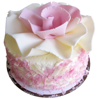 White Chocolate Mousse with Pink Ruffle 6"